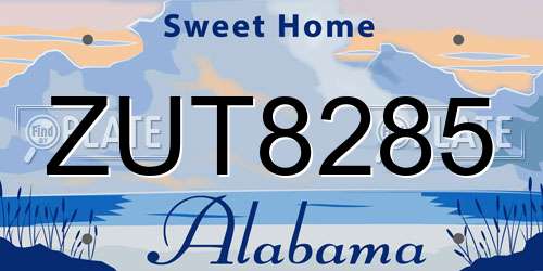 ZUT8285 Alabama License Plate
