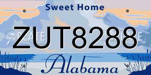 ZUT8288 Alabama License Plate