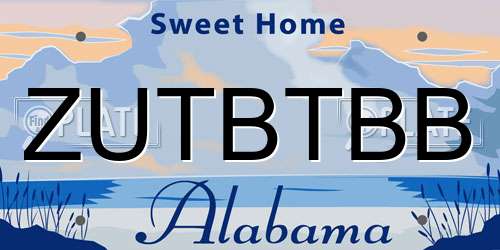 ZUTBTBB Alabama License Plate
