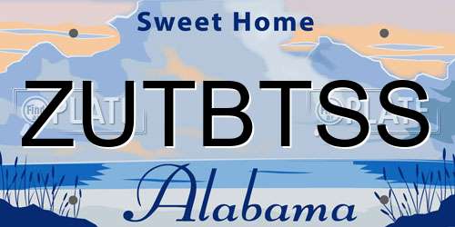 ZUTBTSS Alabama License Plate
