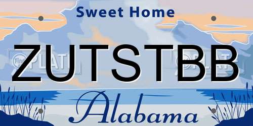 ZUTSTBB Alabama License Plate