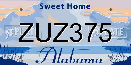 ZUZ375 Alabama License Plate