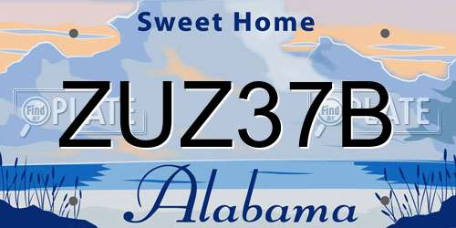 ZUZ37B Alabama License Plate