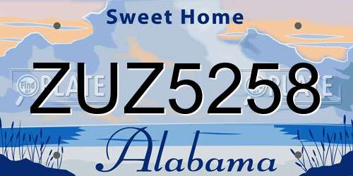 ZUZ5258 Alabama License Plate