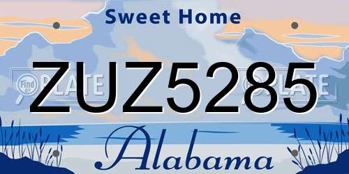 ZUZ5285 Alabama License Plate