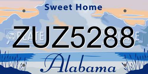 ZUZ5288 Alabama License Plate