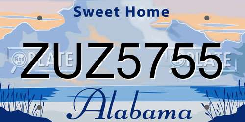 ZUZ5755 Alabama License Plate