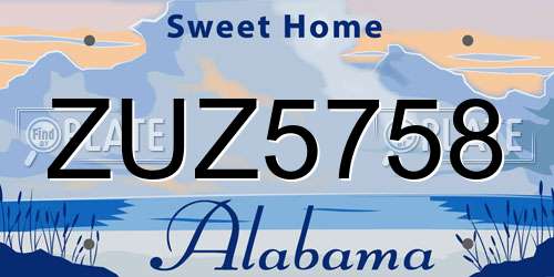 ZUZ5758 Alabama License Plate