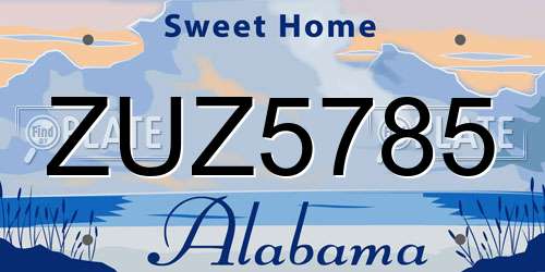 ZUZ5785 Alabama License Plate