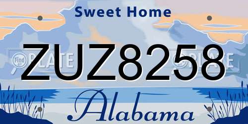 ZUZ8258 Alabama License Plate