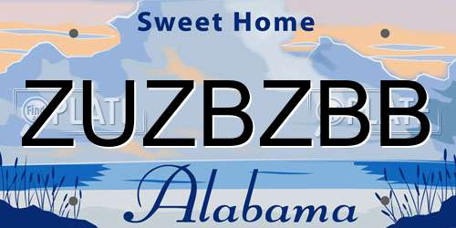 ZUZBZBB Alabama License Plate