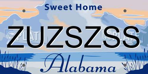 ZUZSZSS Alabama License Plate