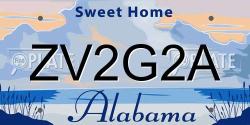 ZV2G2A Alabama License Plate