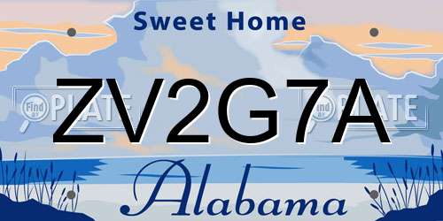 ZV2G7A Alabama License Plate
