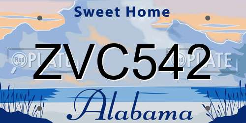 ZVC542 Alabama License Plate