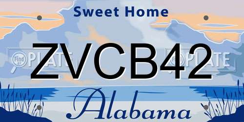 ZVCB42 Alabama License Plate
