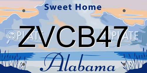 ZVCB47 Alabama License Plate