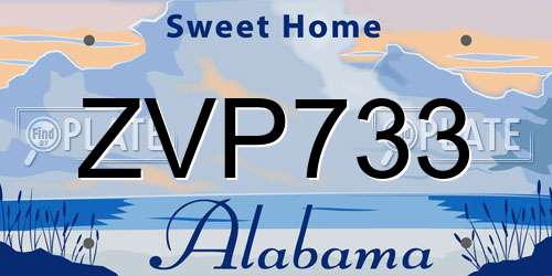 ZVP733 Alabama License Plate