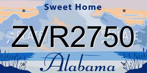 ZVR2750 Alabama License Plate