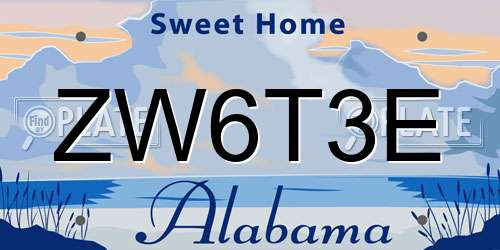 ZW6T3E Alabama License Plate