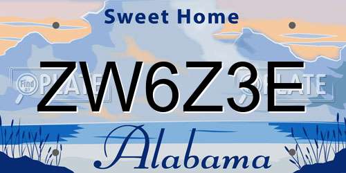 ZW6Z3E Alabama License Plate