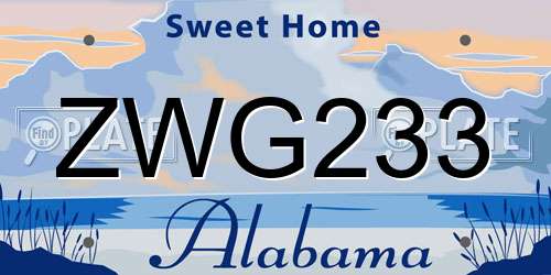 ZWG233 Alabama License Plate