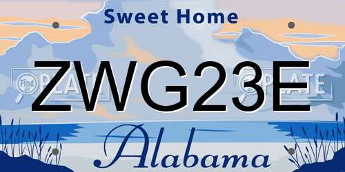 ZWG23E Alabama License Plate