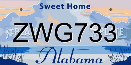 ZWG733 Alabama License Plate