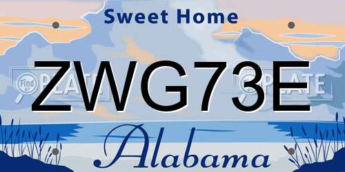 ZWG73E Alabama License Plate
