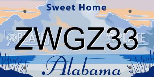 ZWGZ33 Alabama License Plate