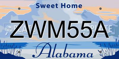 ZWM55A Alabama License Plate