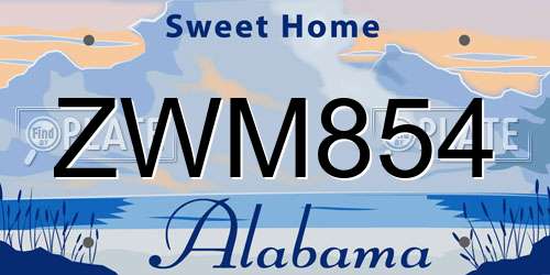 ZWM854 Alabama License Plate