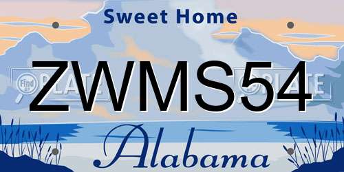ZWMS54 Alabama License Plate