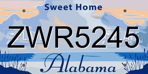 ZWR5245 Alabama License Plate