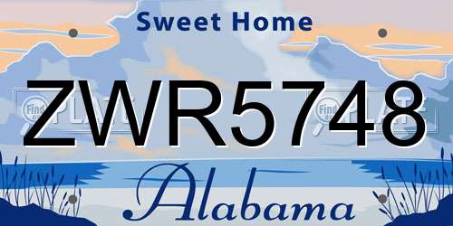 ZWR5748 Alabama License Plate