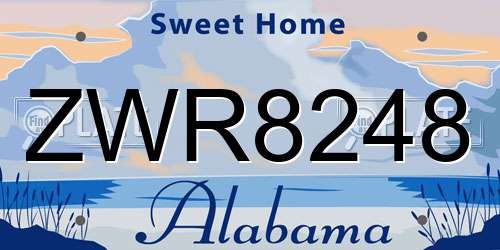ZWR8248 Alabama License Plate