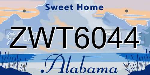 ZWT6044 Alabama License Plate