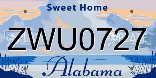 ZWU0727 Alabama License Plate