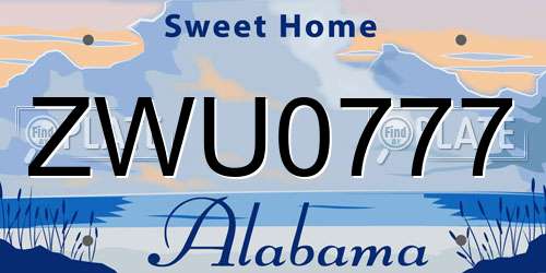 ZWU0777 Alabama License Plate