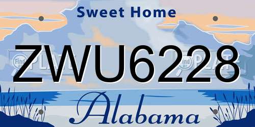 ZWU6228 Alabama License Plate