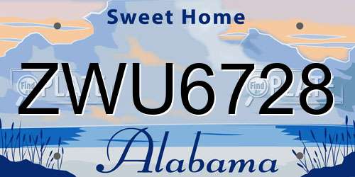 ZWU6728 Alabama License Plate