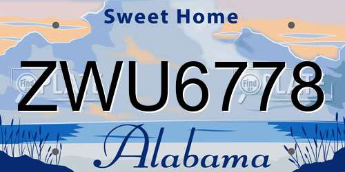 ZWU6778 Alabama License Plate