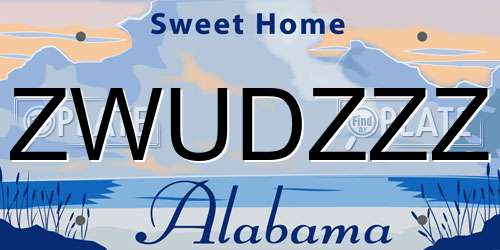 ZWUDZZZ Alabama License Plate