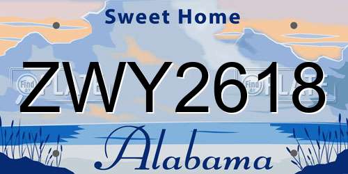 ZWY2618 Alabama License Plate