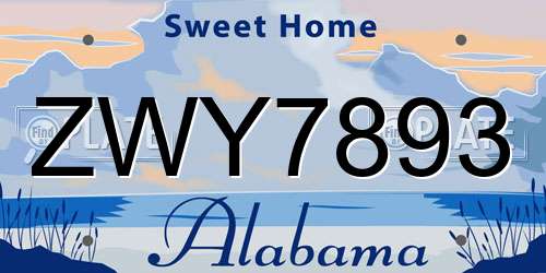 ZWY7893 Alabama License Plate