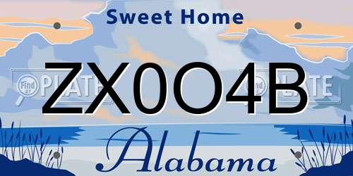 ZX0O4B Alabama License Plate