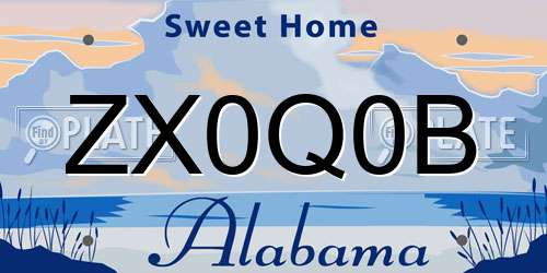 ZX0Q0B Alabama License Plate