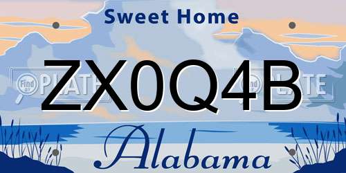 ZX0Q4B Alabama License Plate