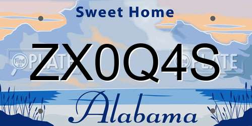 ZX0Q4S Alabama License Plate