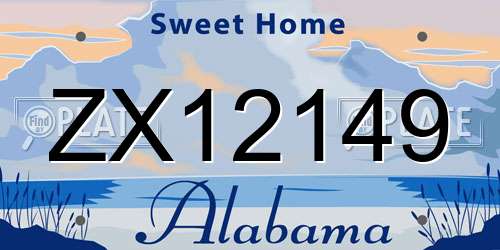 ZX12149 Alabama License Plate